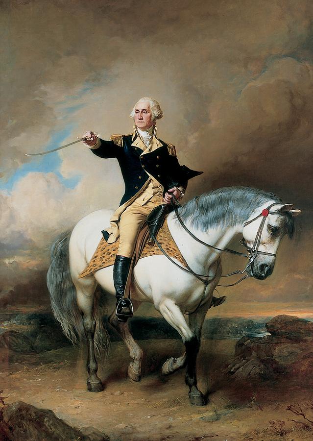 George Washington astride his horse, Blueskin