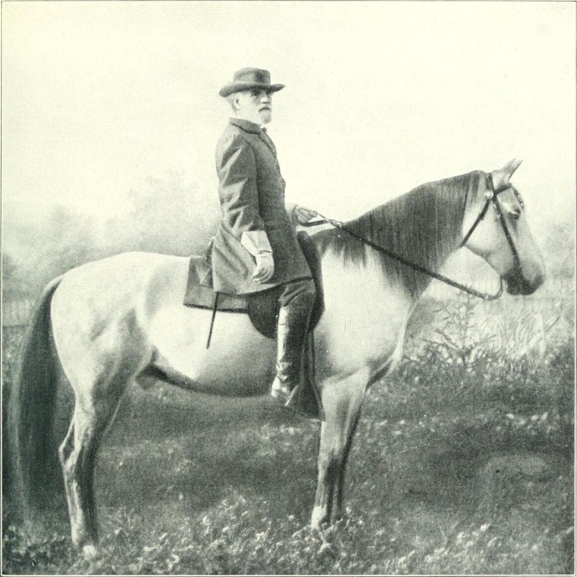 General Lee astride his grey horse Traveller