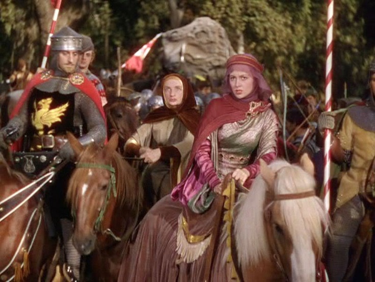 Golden Cloud with Olivia de Havilland, people dressed as knights