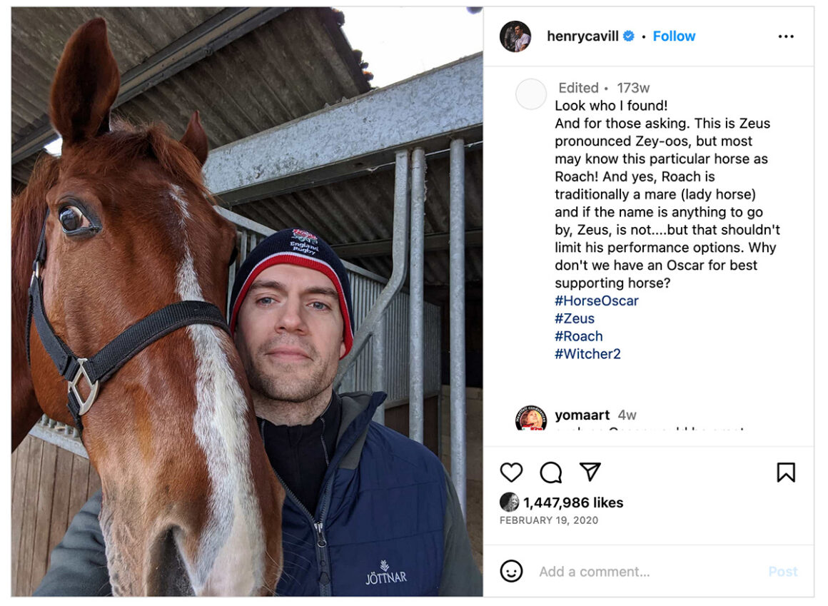 Henry Cavill with the horse Zeus
